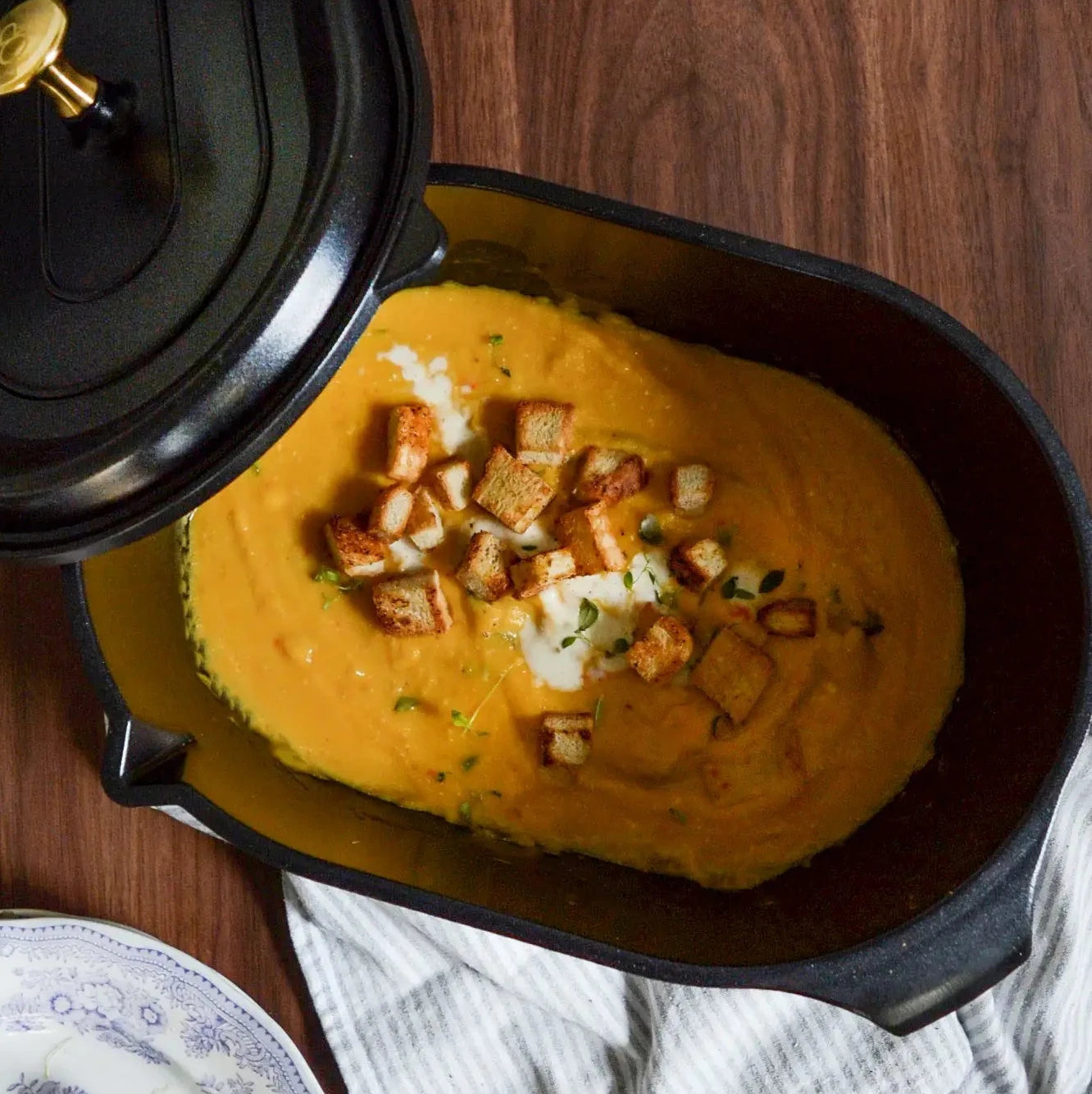 Krämig pumpagryta i OnePot – PFAS-fri gryta med jämn värme och enkel rengöring.