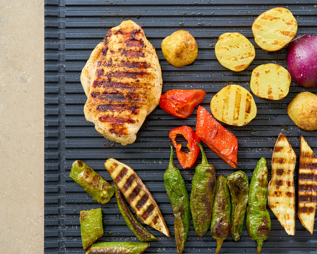 Grillade grönsaker och kyckling