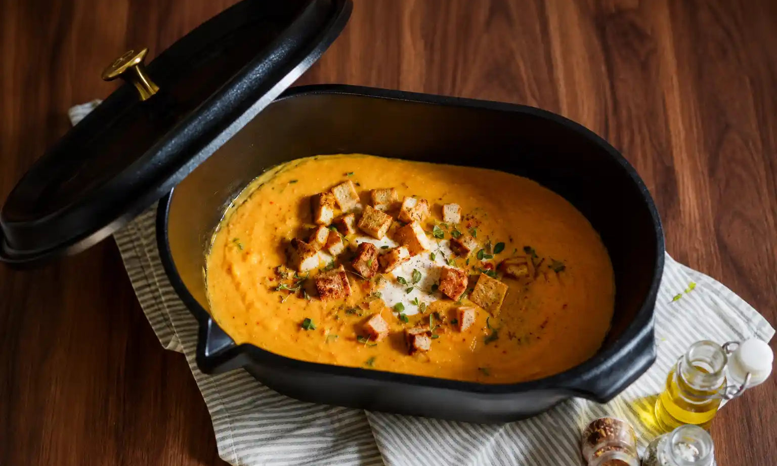 Krämig pumpasoppa med kokosmjölk och chili