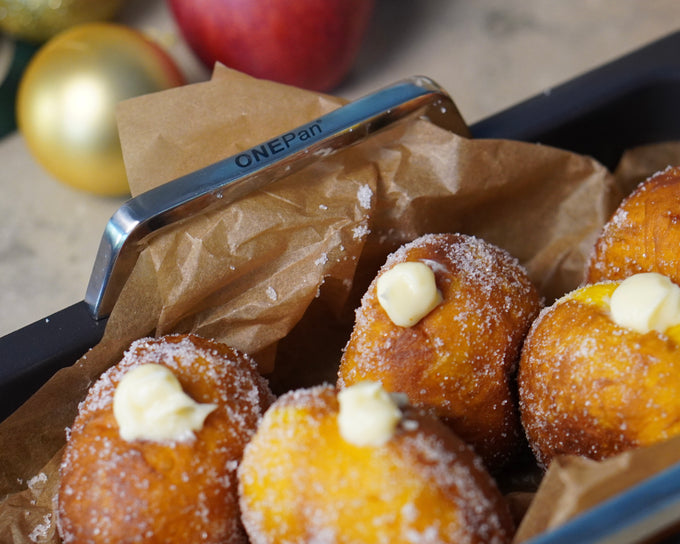 Saffron Donuts with Creamy Vanilla Filling