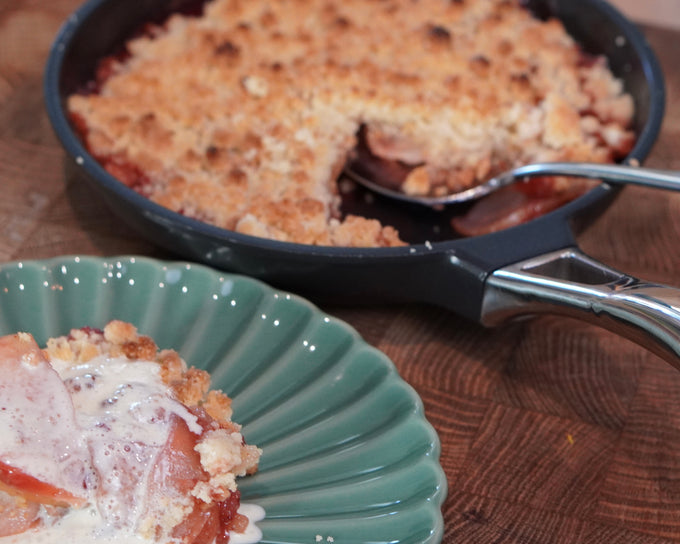 Christmas Crumble with Lingonberries in a Pan