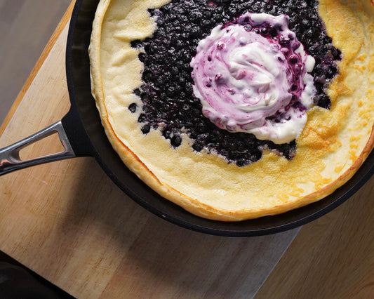 Dutch baby pancake with blueberries