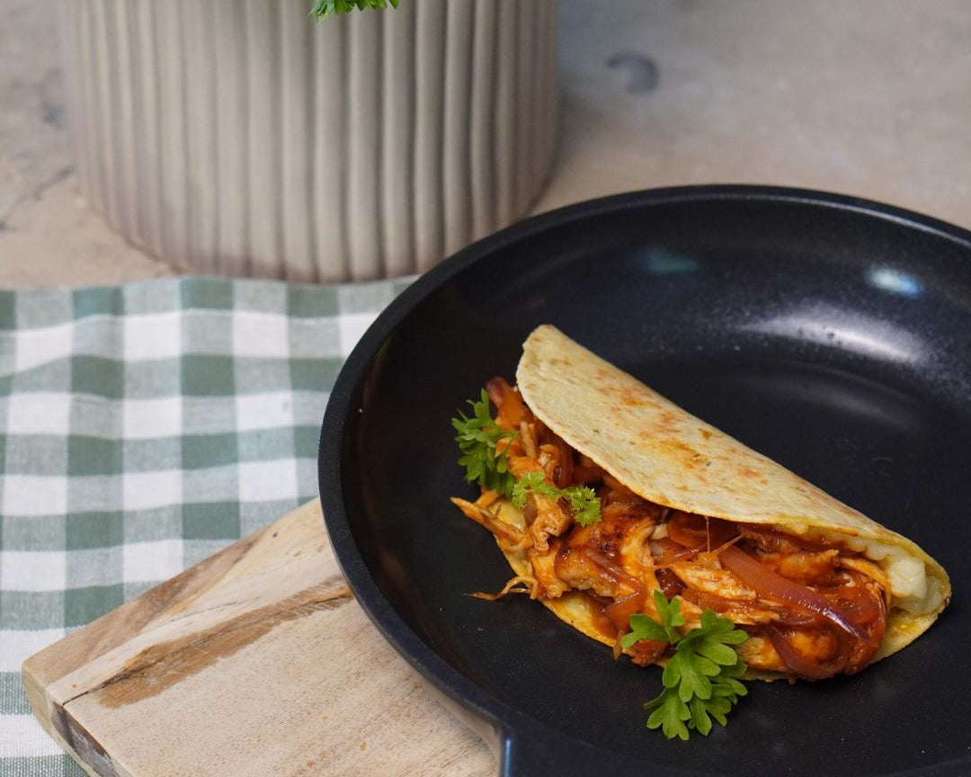 Krispiga quesadillas med BBQ-kyckling