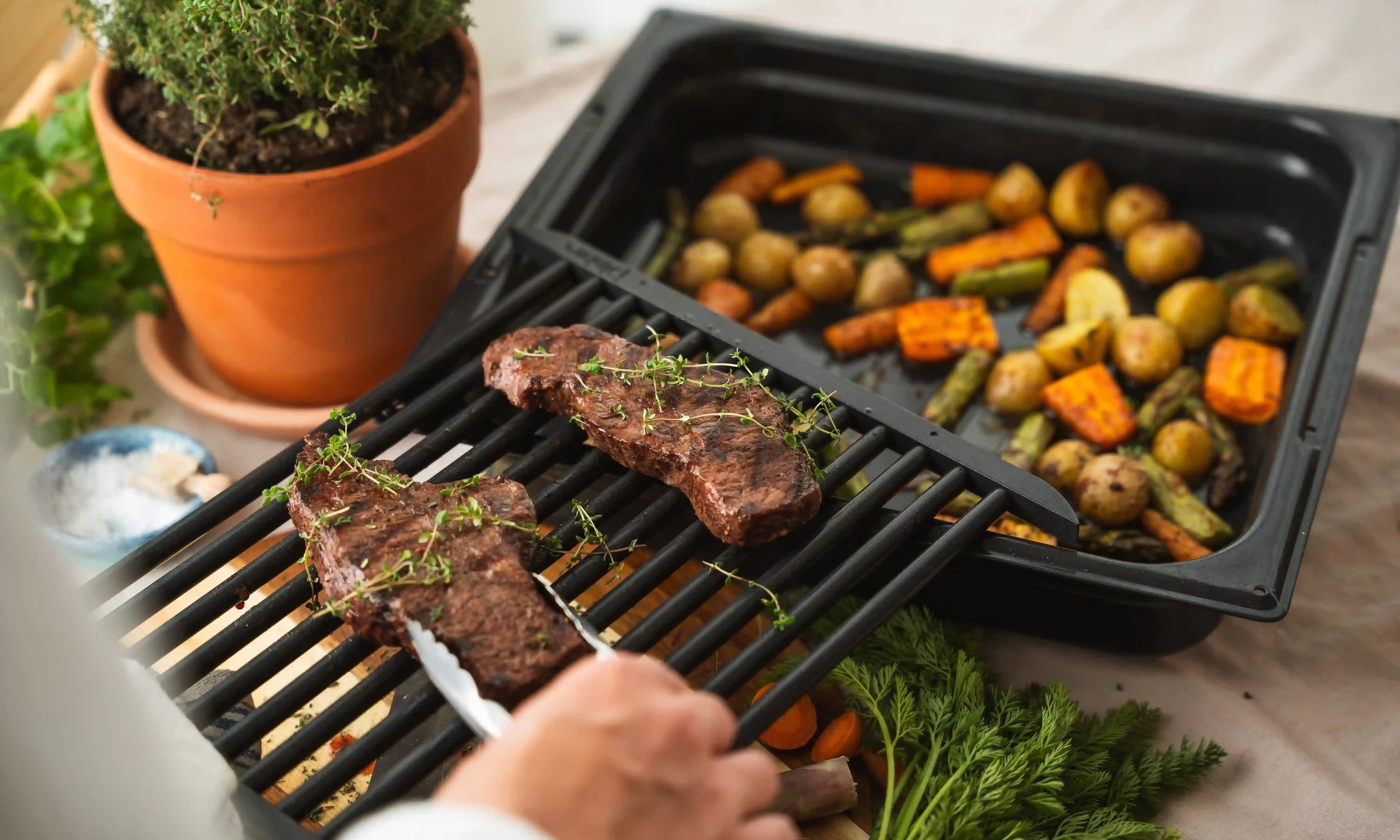 Krisiga rotfrukter & saftigt kött i ugnen