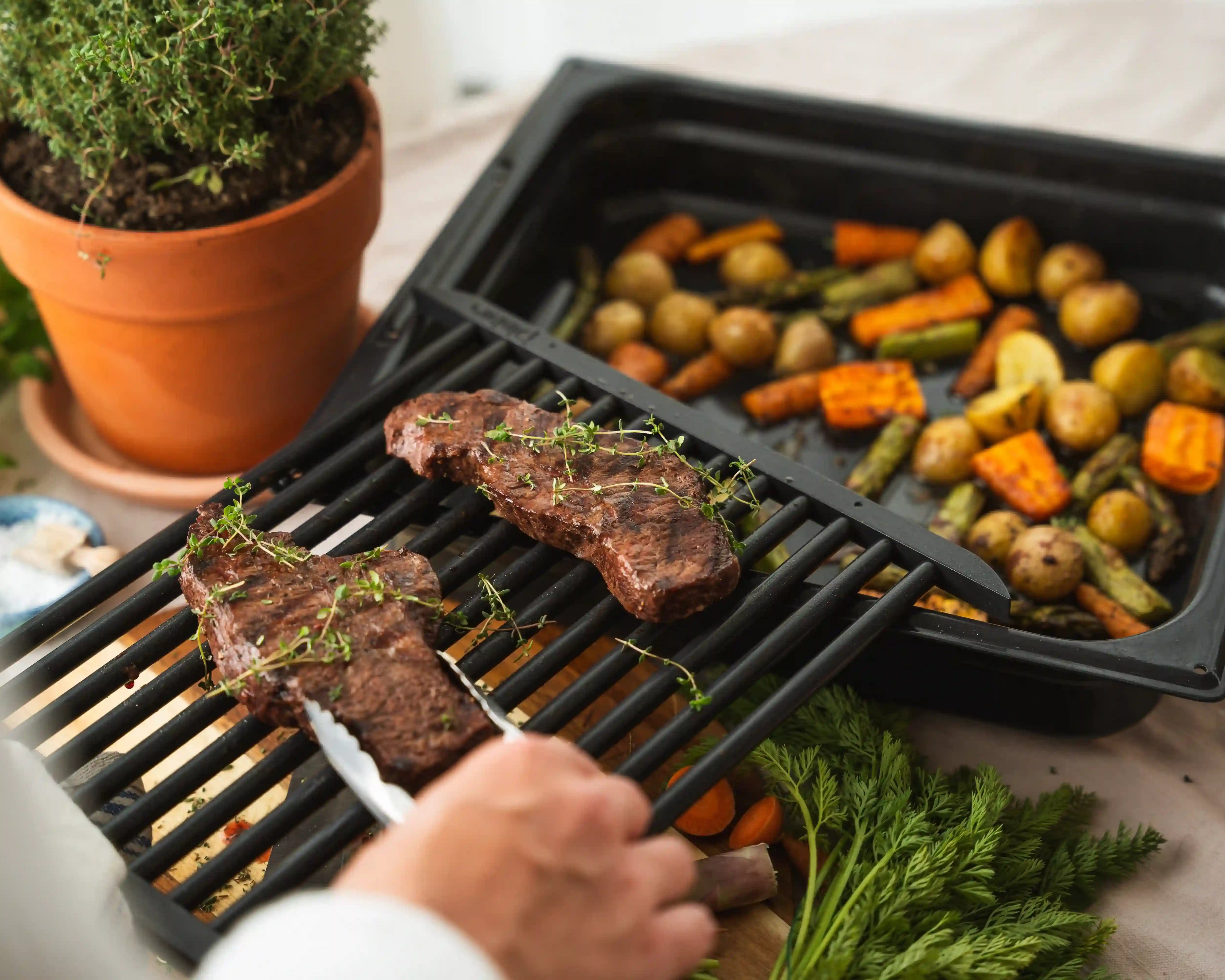 Krisiga rotfrukter & saftigt kött i ugnen