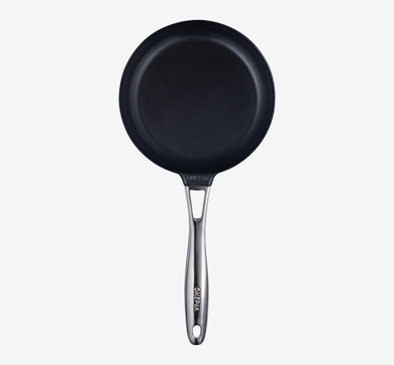 Svart stekpanna med långt handtag i metall